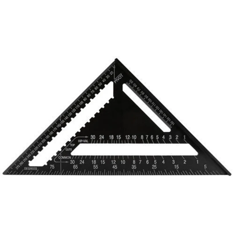 

12 Inch Metric Aluminum Alloy Triple-cornered Angle Ruler Protractor Woodworking Measurement Tool 30cm Quick Read Square Layout