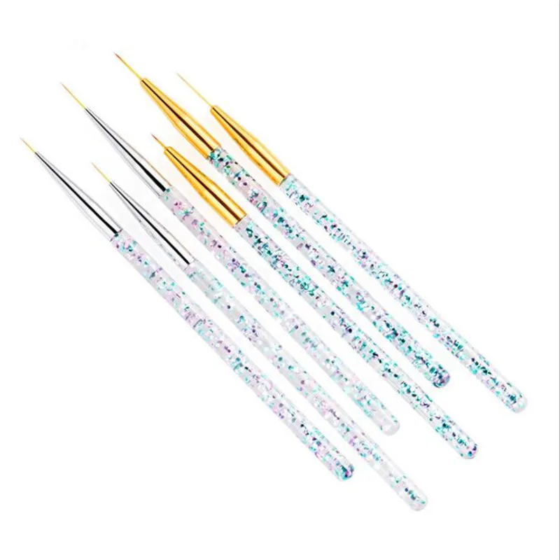 3Pcs Acrylic French Stripe Nail Art Liner Brush Set 3D Tips Manicure Ultra-thin Line Drawing Pen UV Gel Brushes Painting Tools