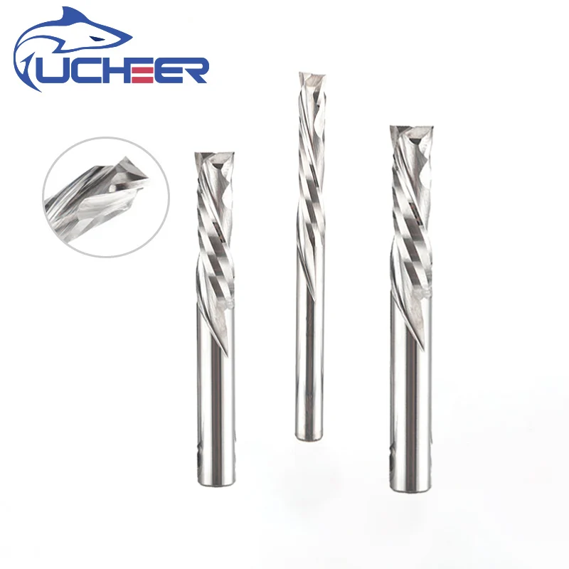 

UCHEER 1pc 3.175/4mm Imported Material 2flute Compression Milling Cutter Woodworking Cutter PVC MDF Clamp Board Straight