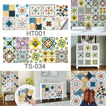 

10Pcs/set 15*15cm Floor Tiles Diagonal Wall Stickers Desk Wardrobe Decoration Art Mural Bathroom Waist Line PVC Wall Decals