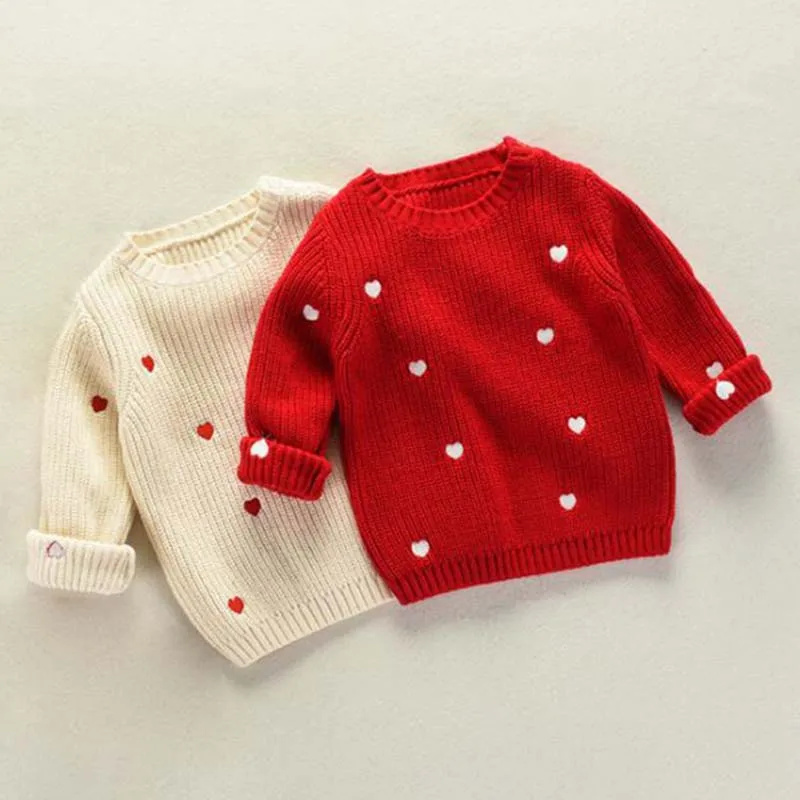 

New Product Fashion Baby Girl Sweater Children Sweater Kids Love Printing Sweater Autumn Winter Girls Knitted Top Clothes
