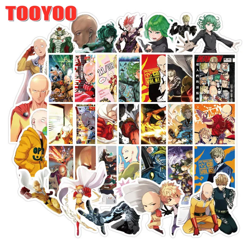 38Pcs/set Japanese Anime ONE PUNCH-MAN Stickers For DIY TOY Skateboard Snowboard Laptop Luggage Bicycle Suitcase Stickers