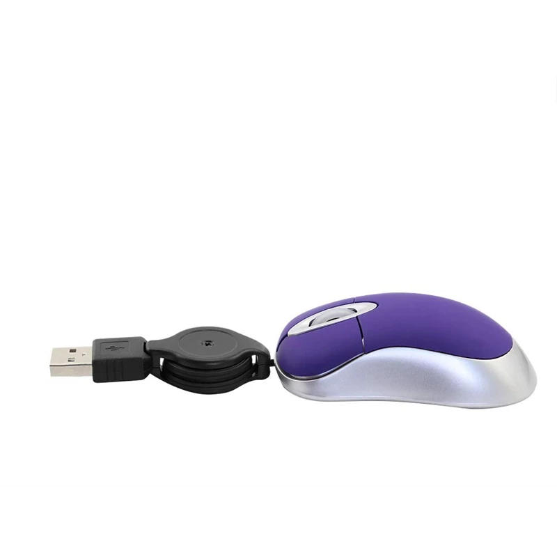 Мини USB Проводная мышь, маленькая Выдвижная мышь 1600 dpi, оптическая компактная дорожная мышь для Windows 98 2000 XP Vista версия