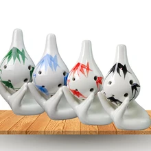 Ocarina 6 отверстий керамический окарина бамбуковые листья узор AC ключ Музыкальный инструмент для начинающих обучения JT-Прямая поставка