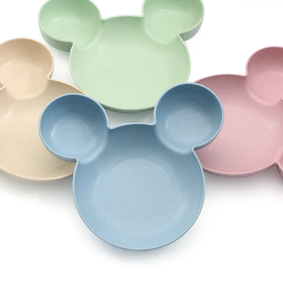 

Baby Tableware Cartoon Kids Divided Bowl Food Grade Eco Wheat Straw Children Plate Baby Feeding Dinnerware Eating Food Dishes