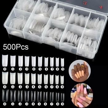 

500Pcs/Box Artificial French False Acrylic Nail Art Tips White Natural Transparent Nail Art Tips DIY Nail Beauty Salon Tools D30