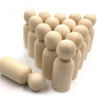 

20pcs 35mm Boy and girl Wooden Peg Dolls Unpainted Figures DIY Arts Crafts supplies kids baby toys Christmas home decorations