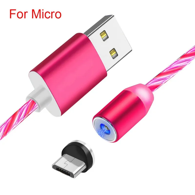 1 м магнитное поглощение течёт светильник светодиодный кабель Micro-USB type-c зарядка Usb зарядное устройство Шнур данных для iphone/samsung аксессуары - Тип штекера: red micro plug