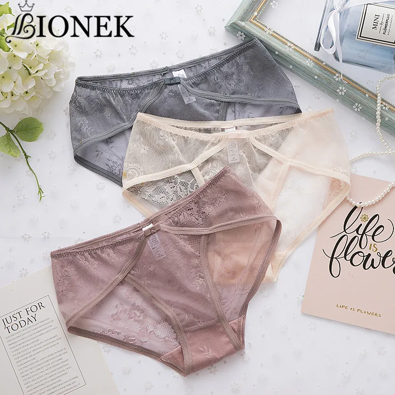 

BIONEK Women's Panties Traceless Underwear Sexy Female Lace Briefs Underpants Breathable Skin-Friendly Ladies Intimate Lingerie