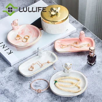 

Ceramic Dinner Plates Fruit Cake Dessert Snack Dishes Jewelry Plate Necklace Ring Earrings Jewelry Storage Tray Table Decoration