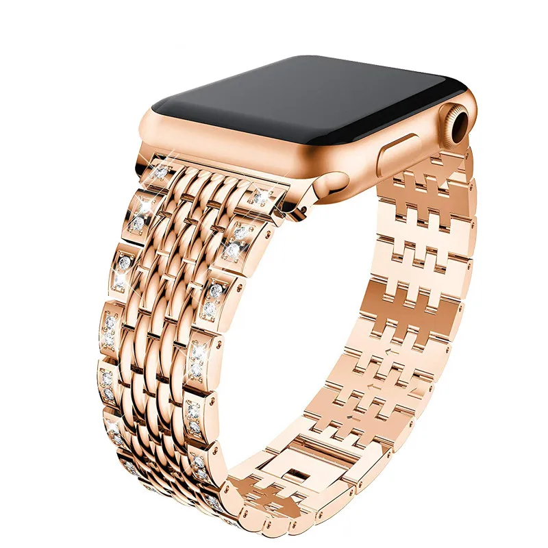Женский браслет с бриллиантами для Apple Watch 38 мм 40 42 44 ремешок из нержавеющей стали