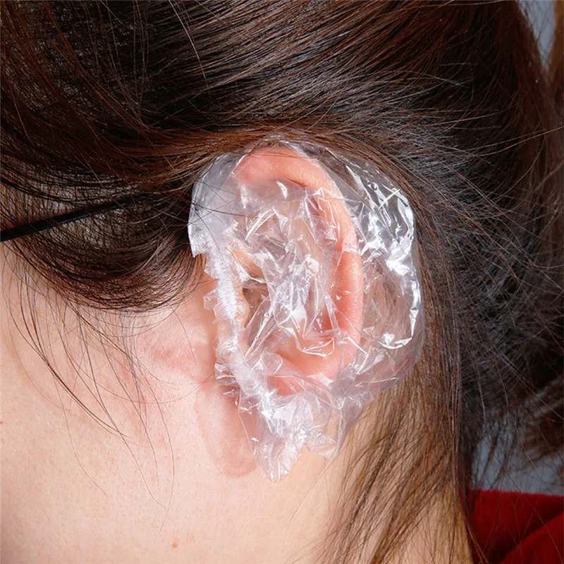 Cubierta desechable impermeable para las orejas, orejeras transparentes para baño, ducha, salón de belleza, Protector para las orejas, 100 Uds.
