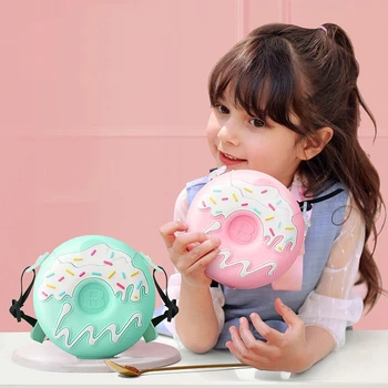 

380ml Cartoon Doughnut Unicorn Water Cup With Rope Children Student Summer Portable Kindergarten Cup Drinkware Falling Kettle