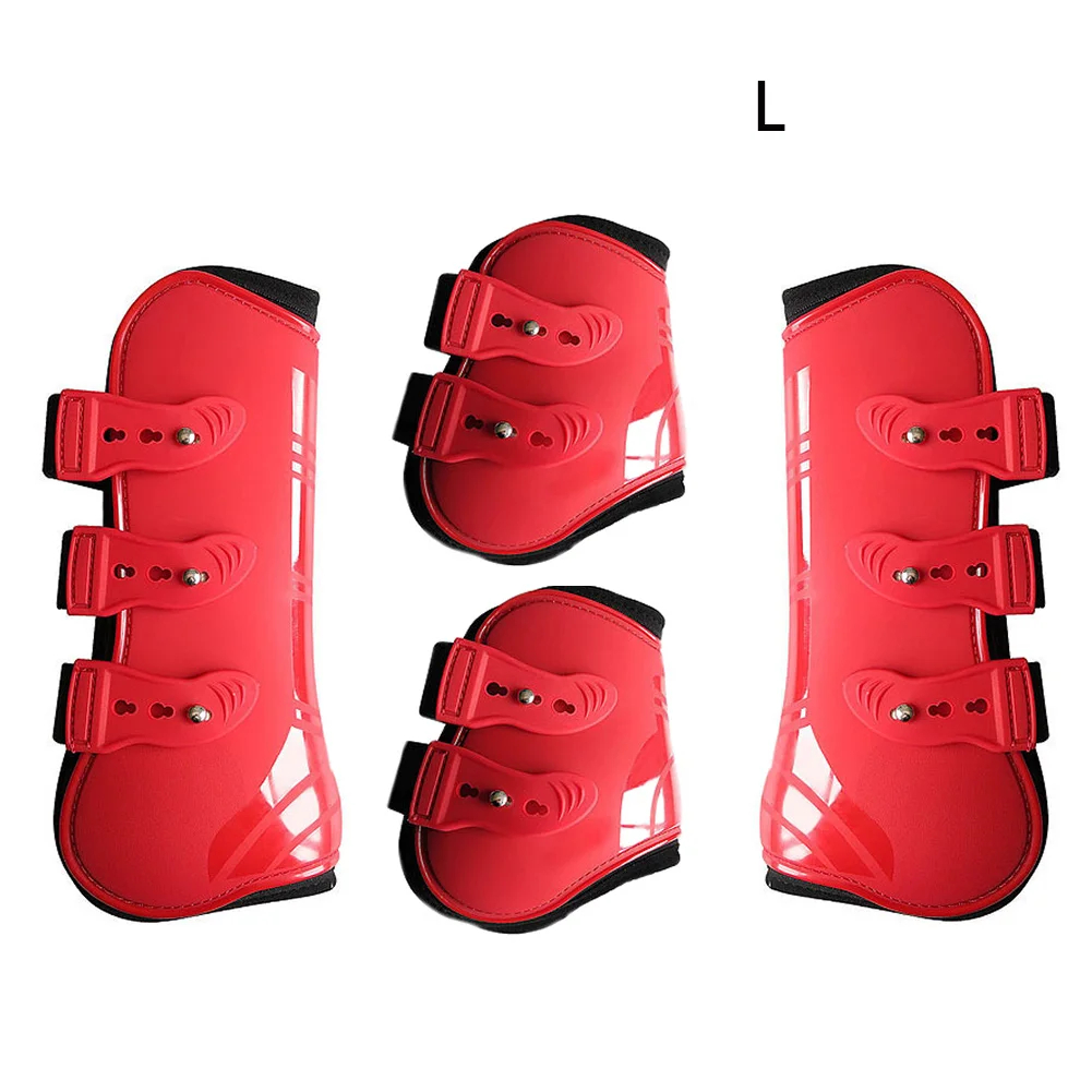 

Practical Durable Horse Leg Boots Protection Wrap Guard Adjustable Riding PU Leather Brace Equestrian Farm Front Hind Outdoor