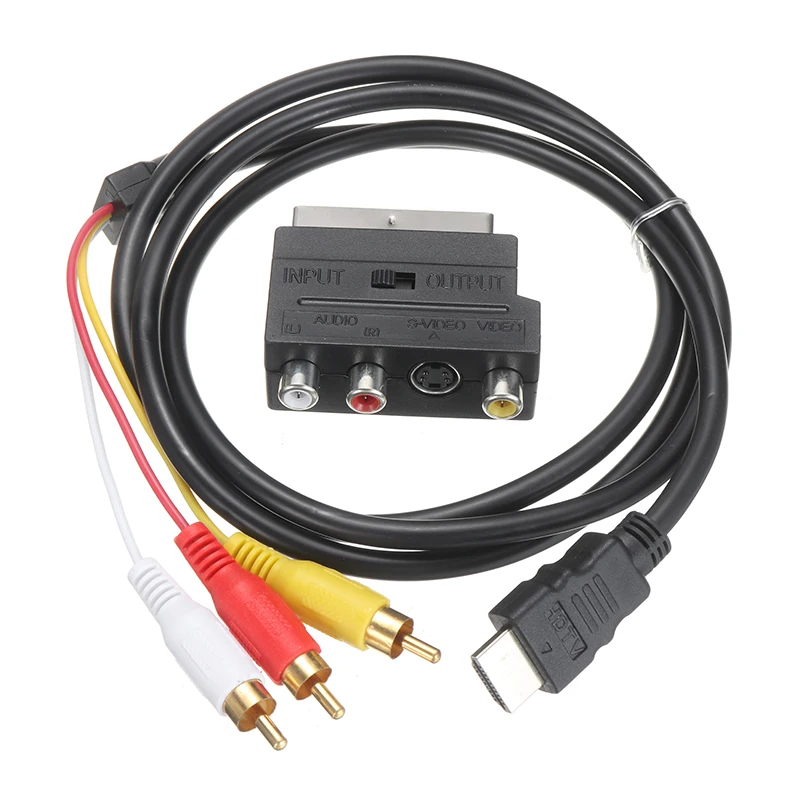 Профессиональный переключаемый с переходником SCART на 3 RCA Phono 1080P HDMI-совместимый