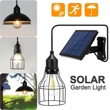 

Outdoor Solar Power Hanging Lamp Iron Lantern Lampshade Style Waterproof IP65 Energy Saving Garden Hanging Lamps Solar Light