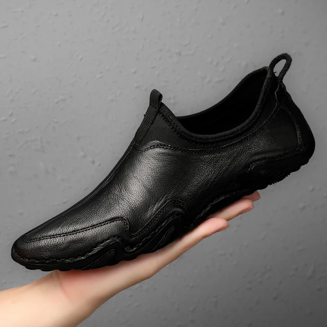 Men Genuine Leather Casual Loafers Men's Apparel Men's Shoes Oxfords color: Beige|Black