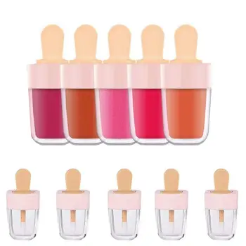 

Sweet Ice Cream Shape Mini Lip Gloss Tube Empty Lip Balm Container With Pink Lid Rubber Inserts Lipstick Refillable Bottles