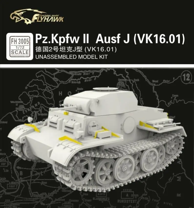 

Flyhawk FH3005 1/72 German Pz. Kpfw II Ausf J(VK.16.01) Model Kit