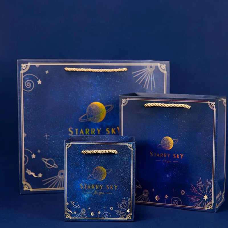 Подарочная сумка Dream Star розовая синяя звездная Лунная бронзовая тисненая на день