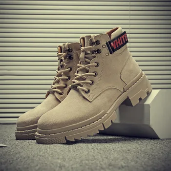 

Ankle Martin Boots Men's British Style Tooling Boots Genuine Leather Men's Shoes Autumn New Boots Zapatos de hombre