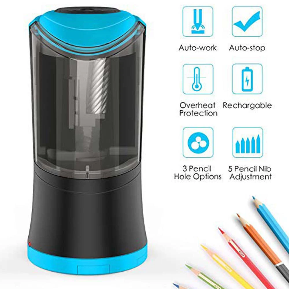 

2019 New Electric Pencil Sharpener with Durable Helical Blade to USB Rechargeable Auto Stop Sharpener for 6-12mm Diameter