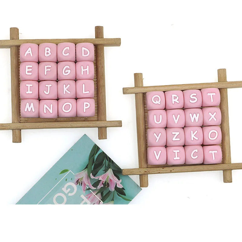 Kovict 100/200/500/1000pcs 12mm Pink Silicone Alphabet Letter Beads Baby Teething Pacifier Chain Teether BPA Free | Мать и ребенок