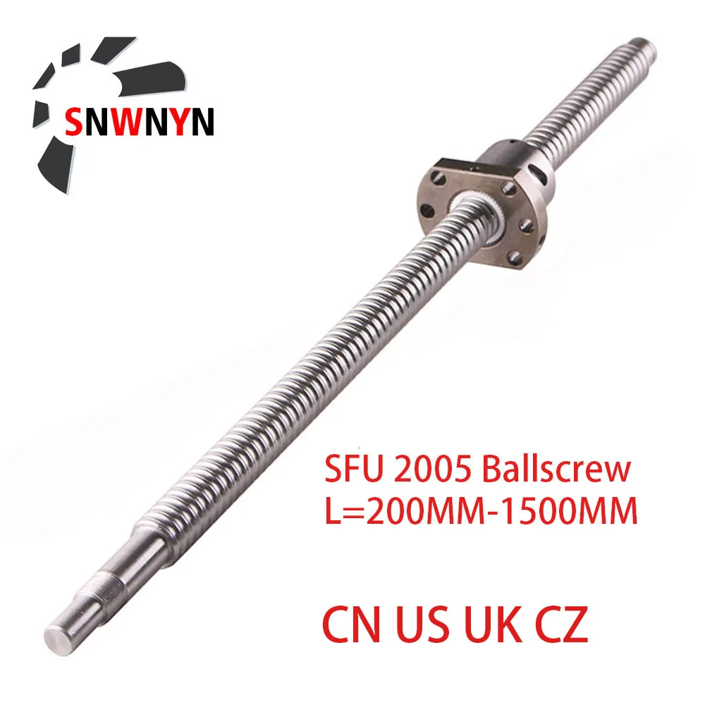 Шариковый винт SFU2005 200 250 300 350 400 450 500 550 600 700 800 1000 мм RM 1500 C7 шариковая гайка для