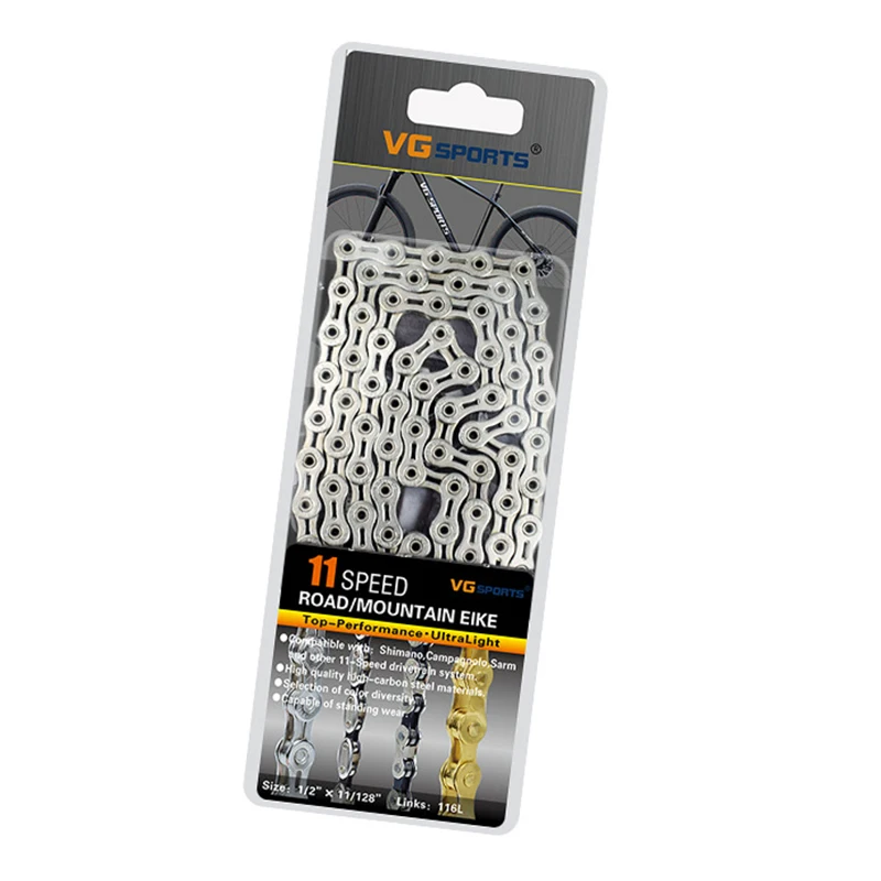11S Silver Hollow VG SPORTS For 8/9/10/11 Speed Bike Chain MTB Road Racing Bicycle Hollow / Half-hollow 116L Cycling Chain Accessories - Цвет: 11S Silver Hollow