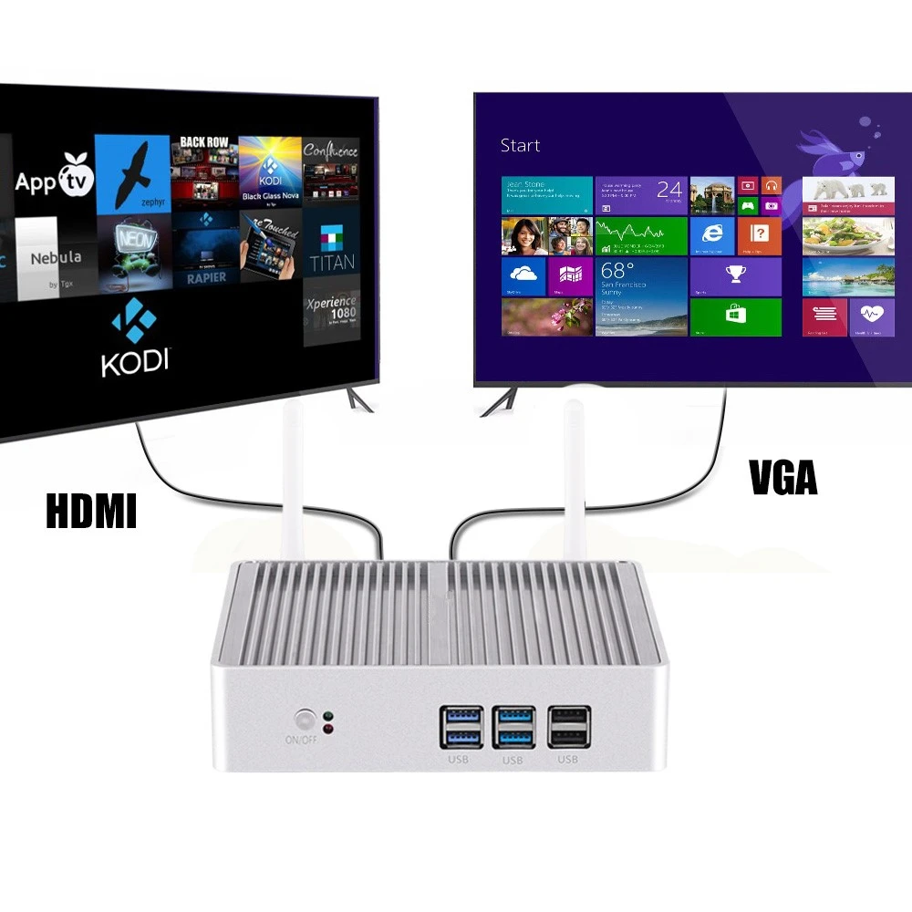 Безвентиляторный мини ПК i7 i5 7200U i3 7100U DDR4/DDR3 Win10 Pro Barebone компьютер NUC Win10 Pro Linux HTPC VGA HDMI WiFi Gigabit Lan