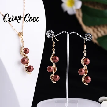 Cring Coco 2021 Hawaiian Jewelry Sets Polynesian Samoan Guam Island Pearls Pendant Necklace Earrings Set Dropship for Women Gift