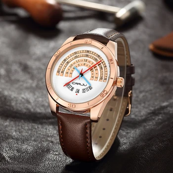 

CRRJU Men luxury Sports leather Watches Male Funny Binary calendar Clock Japan Movement Waterproof Wrist Watch erkek kol saati