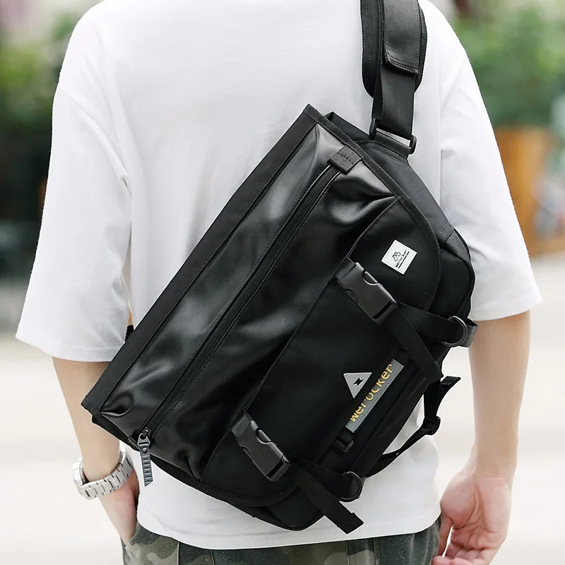 

Shoulder Bag Men's Fixed Gear Bag Trend Europe And America Messenger Bag Pu Fashion Man Casual Street Women's High School Studen