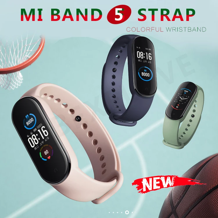 Ремешок силиконовый для Xiaomi Mi Band 5 спортивный браслет наручных часов mi band