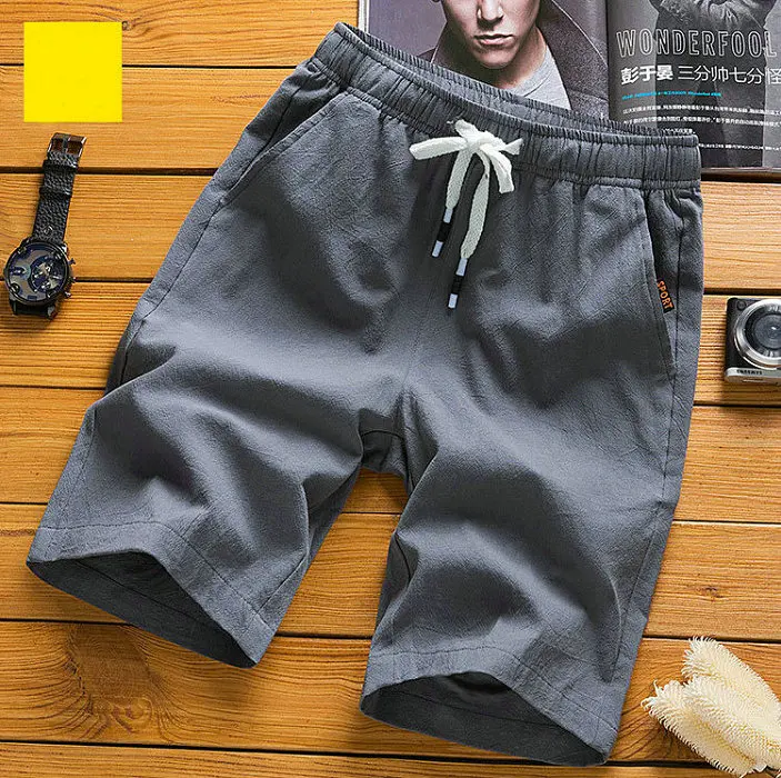 Серый Nice Summer Casual Shorts Men Cotton Solid Slim Fit Mens Compression Shorts Men Beach Shorts Bermuda Masculinac - Цвет: Серый