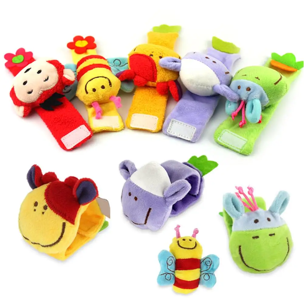 

Cartoon Plush Bee Animal Wrist Band Rattle Hand Foot Bell Educational Baby Toy New