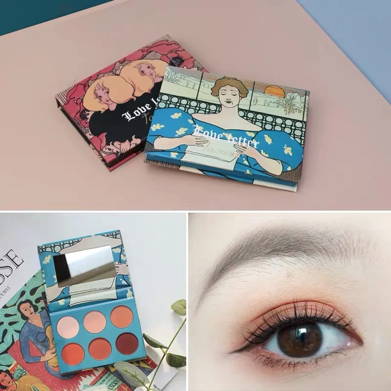 6 цветов Тени для век Pallette матовые телесные Сияющие тени перламутровый макияж