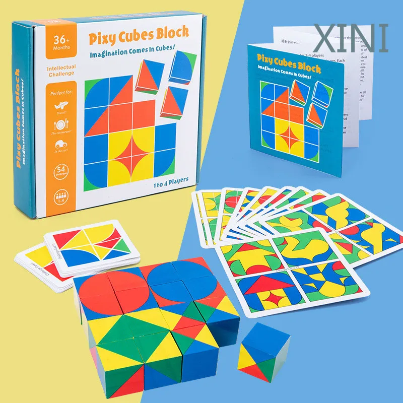 

Preschool Baby toy 3D Jigsaw Puzzle Pixy cubes Spatial thinking learning Educational Monterssori Wooden toy for Children