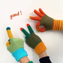 

Autumn and Winter Female Color Gloves Warm Cute Student Gloves Couple Cycling Warmer Thermal Man Mittens Apparel Accessories