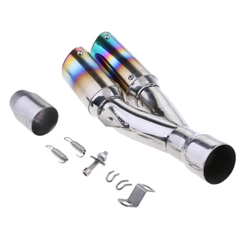 

51mm Dual-Outlet Exhaust Muffler Pipe Silencer Slip on for Yamaha Colorful