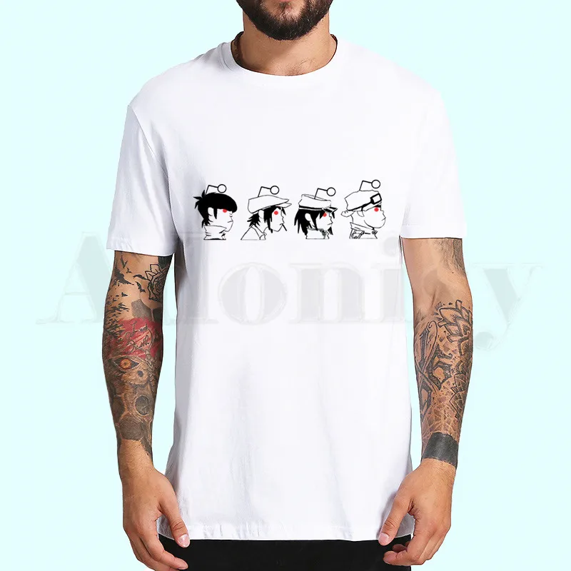 Gorillaz футболка для мужчин короткий рукав повседневные мужские топы аниме мультфильм футболка для мужчин печатная белая футболка женские футболки - Цвет: N