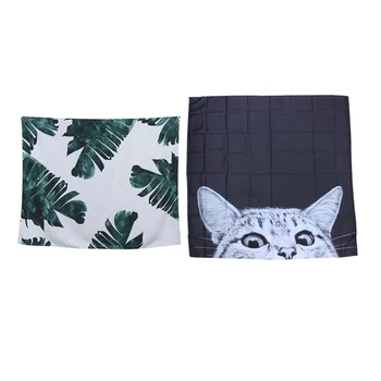 

2 Pcs Tapestries Hippie Wall Hanging Bedspreads Beach Towel Yoga Mat (150 cm x 130 cm),White Green Leaves & Black Cat