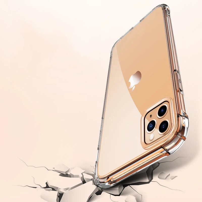 Прозрачный чехол для телефона iPhone 11 2019 мягкий из ТПУ Pro Max чехлы поддержка