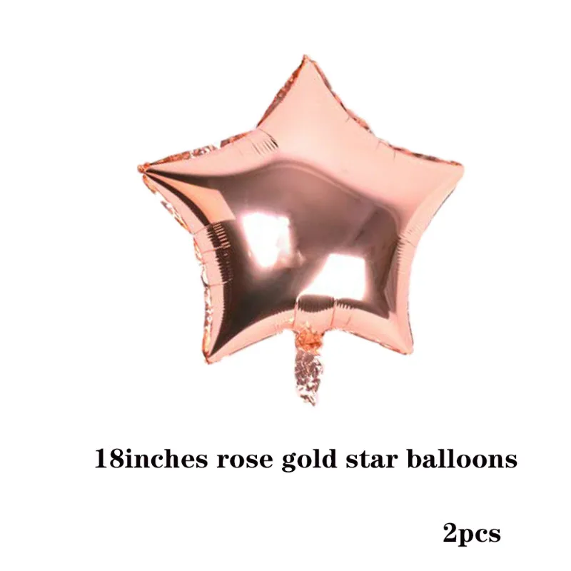 ZLJQ, новогодние воздушные шары, вечерние украшения, розовое золото, алюминиевые цифры, напечатаны, балоны, с новогодним баннером, декор для дня рождения - Цвет: rosegold star