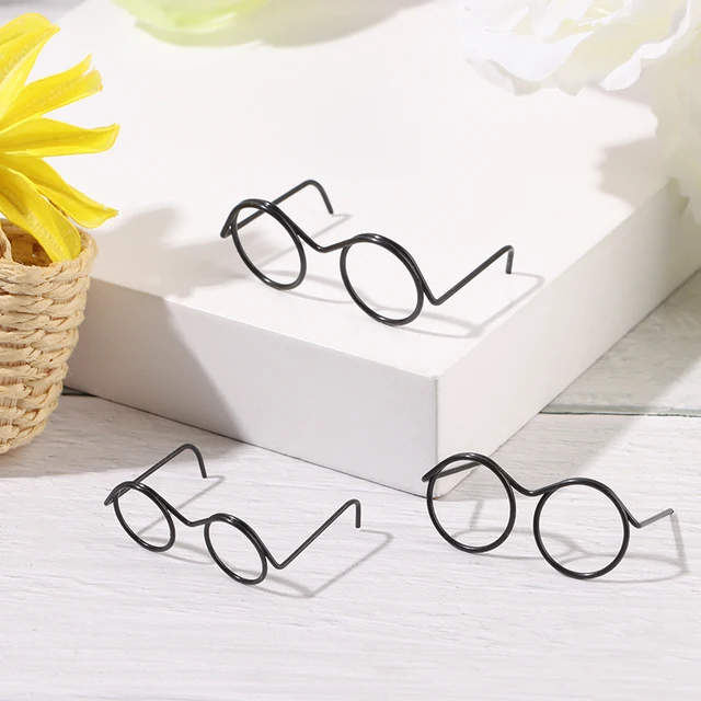 Cute Round Glasses Frame Dolls Fashion Retro Lensless Eyewear Mini Toy Eyeglasses Doll Glasses Doll Dressing Accessories 2