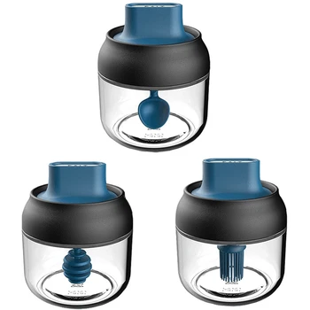 

3PCS Kitchen Moisture-Proof Seasoning Box Spoon Lid Integrated Set Sealed Seasoning Jar Combined Seasoning Bottle