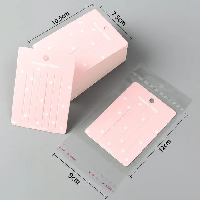 30pcs Earrings Paper Card for Bracelet Necklace Hairband Ear Studs DIY Jewelry Display Package Card Handmade 5x5/6x6/5x9/8x8cm 7.5x10.5cmPink Cards