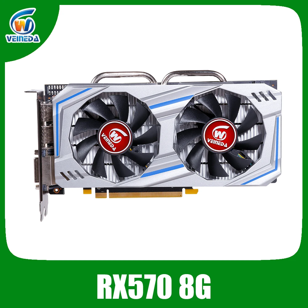 Veineda carte vidéo Radeon RX 570 8GB 256Bit GDDR5 1244/7000MHz carte
graphique PC Gaming pour nVIDIA Geforce jeux rx 570 8gb