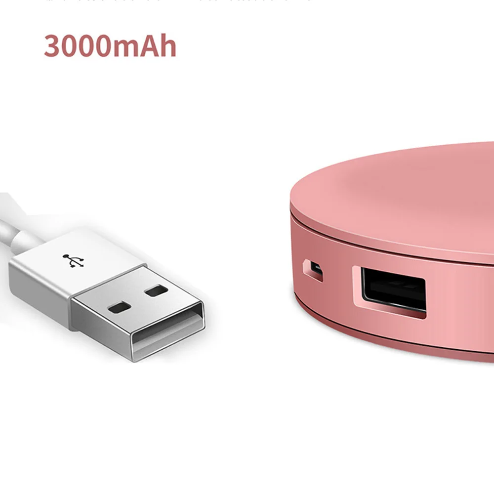 Portable LED Lighted Mini Circular Makeup Mirror Compact Travel Sensing Lighting Cosmetic Mirror Wireless USB Charging