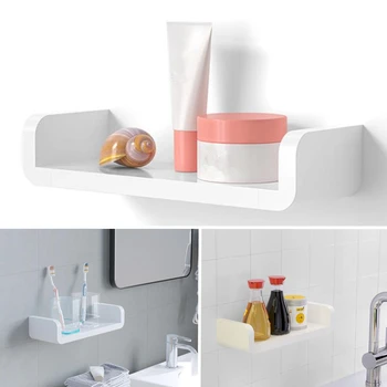 

White Bathroom Shelf Storage Organizer Wall Shelves Waterproof Plastic Storage Shelf Rack Accessories for Bathroom Organizer